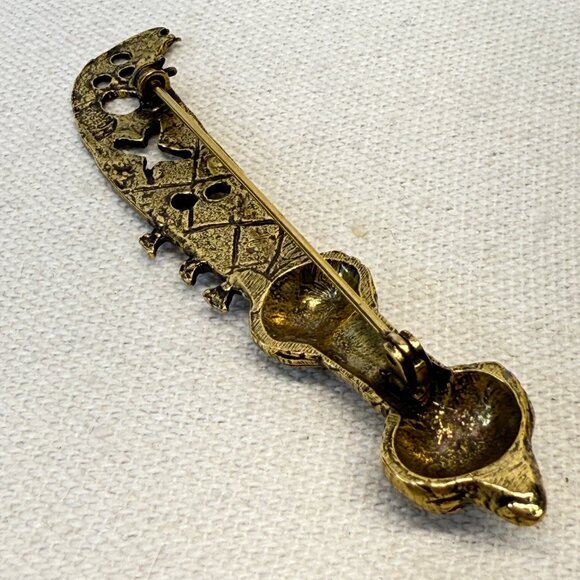 Alva Museum Replica Brooch Scimitar Sword Gold-Tone Statement 3" - Picture 8 of 8